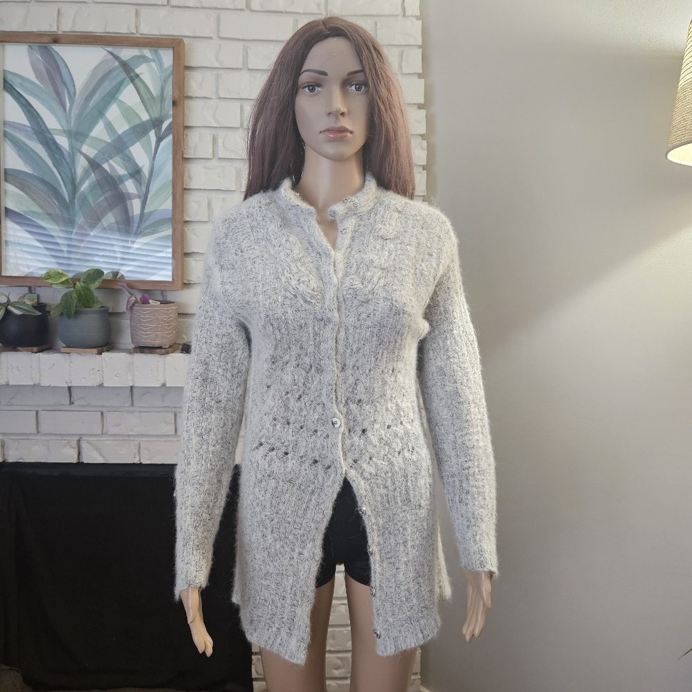 Cotelac Alpaca Wool Gray Sweater Cardigan Button Down Peru